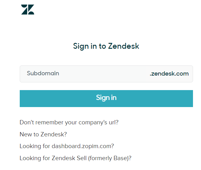Zendesk Jira Integration: Zendesk Login.